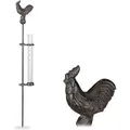 Produktbild: Regenmesser Hahn, Erdspieß, Deko Niederschlagsmesser, 17cm 7inch, Behälter Glas, Gartenstecker, Metall, bronze - Relaxdays