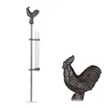 Produktbild: Relaxdays Regenmesser Hahn, Erdspieß, Niederschlagsmesser, 17 cm, 7 inch, Behälter Glas, Gartenstecker, Metall, bronze