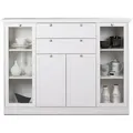 Produktbild: Mobiles Sideboard Mit Vitrine 4 Türen 2 Schubladen Weiß 160x40xh.120cm