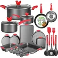 Produktbild: NutriChef 21-Teiliges Backform Set & Kochtopf Set – inkl.: Topfset aus 3 Töpfe, Pfannenset aus 2 Pfannen & Backformen Set mit Kuchenform, Spring... - Schwarz