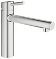 Produktbild: GROHE Concetto - Einhand-Spültischarmatur (Einlochmontage, flexible Anschlussschläuche, Schnell- Montage- System, langlebig), supersteel, 31128DC1