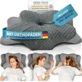 Produktbild: Glückstoff® Orthopädisches Kissen für alle Schlaftypen | Kopfkissen Nackenschmerzen aus Memory Foam | Nackenstützkissen Ergonomisches Kopfkissen - Grau