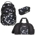 Produktbild: Elephant 3 Teile Set Schulrucksack Hero Signature Rucksack + Sporttasche + Mäppchen 12609 (Black Flower (Schwarz/Blume))