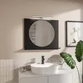 Produktbild: HAJDUK FURNITURE Badspiegel Mit Beleuchtung und Ablage Schwarz 70x60 cm Rundspiegel Ø55 cm Wandspiegel Badezimmer - Schwarz