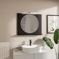 Produktbild: HAJDUK FURNITURE Badspiegel mit Beleuchtung und Ablage Schwarz H:60 x B: 70 cm Rund Spiegel ⌀55 cm Bathroom Mirror Moderner Badezimmer Spiegel Rechteckig Wandspiegel mit Regal