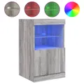 Produktbild: Sideboard Mit LED Leuchten Grau Sonoma 41x37x67 Cm Glas Vitrine