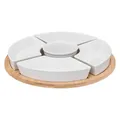 Produktbild: Snack-Tablett Set rund Secret de Gourmet  5 Teile aus Porzellan Holz Bambusbrett