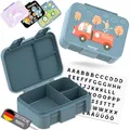 Produktbild: BEARFOOT Bento Box COMPACT | BPA-freie Kinder Brotdose für Schule & Kindergarten | Auslaufsichere Lunchbox für Mädchen & Jungen | Praktisch, leicht & kompakt (Feuerwehr-blau, 650ml)