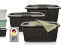 Produktbild: Hausfelder Wäschekörbe 3er Set mit Henkel – Wäschewanne 35L Anthrazit-Schwarz, stabile Wäschewannen klappbar stapelbar, Wäschekorb Set mit Griffen (58x37x25cm, 35 Liter)