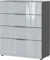 Produktbild: Kommode, mit 4 Schubladen, Glasfront- und auflage, B 830 x T 420 x H 1020 mm, graphit/silbergrau 661214