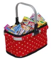 Produktbild: Tanner faltbarer Tragekorb rot mit Punkten gefüllt für die Puppenstube