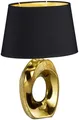 Produktbild: Reality Leuchten Schreibtischlampe Taba, ohne Leuchtmittel, Nachttischlampe, Tischlampe golfarbig, Stoffschirm in schwarz/gold