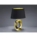 Produktbild: Reality Leuchten - Tischleuchte Taba Keramik Gold - Stoffschirm Schwarz, Höhe 33cm