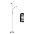 Produktbild: Tomons Stehlampe LP03003, LED, silber, 182 cm, 2000 Lumen, 30 Watt, dimmbar, mit Leselampe