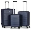 Produktbild: Worldpack Trolley Set Marineblau (S, M, L) – Leicht & stabil mit viel Stauraum – Hartschalenkoffer mit Organizer, TSA-Schloss & Zwillingsrollen – Umweltfreundlich – Reisekoffer Set 3 teilig