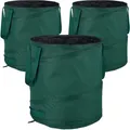 Produktbild: Laubsack selbstaufstellend, 3er-Set, Gartenabfallsack Pop-Up, 85L, Gartensack selbststehend, ∅: 46 cm, grün - Relaxdays