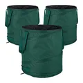 Produktbild: Relaxdays Laubsack selbstaufstellend, 3er-Set, Gartenabfallsack Pop-Up, 85L, Gartensack selbststehend, ∅: 46 cm, grün