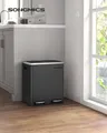 Produktbild: SONGMICS Mülleimer Küche, 2 x 15 Liter, Mülltrennsystem 2 Fächer, inklusive 15 Müllbeutel, Abfalleimer, Treteimer, für recycelbare Abfälle, Biomüll