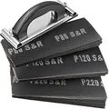 Produktbild: S&R Trockenbau Schleifgitter Set, 30 Gitterleinen Schleifblätter (je 10 x P80, P120, P220), 280 x 93 mm, mit Handschleifer 240 x 80 mm, robustes Siliziumkarbid Korn, ideal für Rigips, Holz, Metall