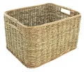 Produktbild: Aufbewahrungs Korb aus Rattan 46x36x28 cm, Schrank Regal Flecht Wäsche Box Kiste