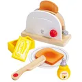 Produktbild: Hape Pop-up-Toaster-Set - Küchen-Fantasiespiel mit Frühstückszubehör, Küchen-Spielzeug aus Holz, Pop-up-Toaster-Set, Rollenspiel Küchenzubehör, Lernspielzeug für Kinder ab