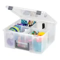 Produktbild: Iris Ohyama, Portable Clear Plastic Storage Compartment Box with Handle, Grey, 25L, Secure Latches, 4 Removable Inner Cups and 4 Dividers, For Hobby, Craft, Art, Craft Box, Crate, BPA Free, DCB-4
