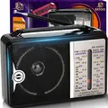 Produktbild: Retoo Radio Tragbares, Retro Vintage, Hohe Lautstärke, traditionelles mit 3 Frequenzen AM/FM/SW, FM 64–108 MHz, Mittlere Größe 155 x 55 x 100 mm