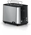 Produktbild: Braun HT1510BK Toaster, 900 W, 2 Schlitz, Brötchenaufsatz, Krümelschublade, Stopptaste, Edelstahl/schwarz