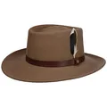 Produktbild: Stetson Petersham Gambler Wollhut Einfarbig Ledergarniturband Eleganter Filzhut Outdoor Regenhut Herren Herbst Winter beige L (58-59 cm)