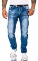 Produktbild: Rock Creek Herren Jeans Hose Comfort Fit Dicke Nähte Jeans Herrenjeans Herrenhose Denim Stonewashed Basic Weites Bein Raw RC-2268 Blau W31 L30
