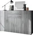 Produktbild: Vladon Highboard Aron Anrichte mit 2 Schubladen und 4 Türen mit insgesamt 8 Fächer dahinter, Anthrazit matt/Avola-Anthrazit (166,5 x 106,5 x 35 cm)