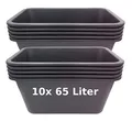 Produktbild: BURI 10 Stück Mörtelwanne 65 Liter Mörtelkasten rechteckig, schwarz - Baueimer Maurerkasten Mörtelkübel Pflanzwanne aus Deutschland extrem robust und strapazierfähig