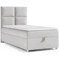 Produktbild: Best for Home Boxspringbett Boxspringbett Trinity K-2 mit Stauraum & Bonellmatratze (Einzelbett, Hotelbett, Polsterbett gepolstertes Kopfteil, Jugendbett, Kinderbett versch. Größen, 70x200 80x200 90x200 100x200 cm), verschiedene Liefermöglichkeiten, Handwerksqualität silberfarben 100 cm x 200 cm