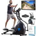 Produktbild: Skandika Crosstrainer für Zuhause Carbon Champ | CardioCross Crosstrainer klappbar platzsparend leise, 32 Stufen, 19 Programme, bis 150 kg, Kinomap App kompatibel, 24,5kg Schwungmasse, Ellipsentrainer