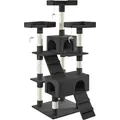 Produktbild: tectake® Kratzbaum Barney 170 cm inklusive 2 Treppen, 4 Spielmäusen und Kippschutz - Schwarz