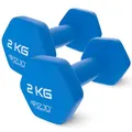 Produktbild: 4FIZJO Hantelset CLASSIC 2x2 kg, Gusseisenhanteln mit Neoprenbeschichtung, Kurzhanteln, Gewichte, Dumbbell frauen set, Angenehm anzufassen, Aerobic-, Ausdauer- und Rehabilitationstraining, Farbe: Blau