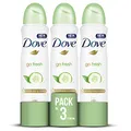 Produktbild: Dove Go Fresh Deodorant, Anti-Transpirant Spray für empfindliche Haut, grüner Tee und Gurke, 0% Alkohol, 250 ml, 3 Stück