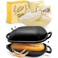 Produktbild: Krustenzauber Brotbackform Brotbackform Gusseisen Topf Brot Backen inkl. Gärkorb Ø 40 cm