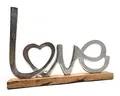 Produktbild: Moderner Schriftzug Aufsteller LIEBE silber auf Mangoholz 41x5x29 cm