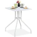 Produktbild: Relaxdays Gartentisch, Weiß, Kunststoff, Metall, 62x73x62 cm, Balkonmöbel, Balkontische