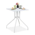 Produktbild: Relaxdays Gartentisch, HBT: 73 x 62 x 62 cm, Balkontisch Holzoptik, Kunststoff, Metall, Terrassentisch quadratisch, weiß