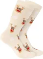 Produktbild: BRUBAKER 6 Paar Weihnachtssocken für Damen und Herren - Rentiere Beige - Baumwolle Socken Weihnachten - Größe 35-40