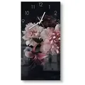 Produktbild: DEQORI Wanduhr 'Blühende Pracht' (Glas Glasuhr modern Wand Uhr Design Küchenuhr) grau|schwarz 30 cm x 60 cm