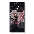 Produktbild: DEQORI Glasuhr | horizontal 30x60 cm | Motiv Blühende Pracht | große XXL Design Uhr aus Glas | leise Wanduhr für Wohnzimmer & Küche | moderne Hingucker Uhr für die Wand