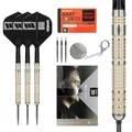 Produktbild: Target Darts Dimitri Van den Bergh Steeldarts 95K-Dartpfeil-Set, 23 g | 95-%-Tungsten-Dartpfeile, K-Flex No. 2 Flights und Schäfte, Schwarze Swiss DX-Points und SP-Tool inkludiert | Player-Edition