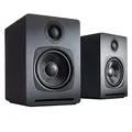 Produktbild: Audioengine A1 Lautsprecher-System | aptX Bluetooth-Stereo-Lautsprecher | Regallautsprecher Paar, Schreibtisch | Kabel & drahtlos | AUX für PC, Plattenspieler, TV, Subwoofer (Grau)