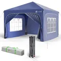 Produktbild: VOUNOT® Pavillon 3x3m mit 4 Seitenteilen & 4 Sandsäcke, Pop Up Faltpavillon, Wasserdicht, Faltbar Gartenzelt Partyzelt, inkl. Tasche, Blau
