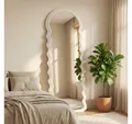 Produktbild: SONGMICS Standspiegel Ganzkörperspiegel, 160x50 cm, wellenförmiges, Schlafzimmer, Wohnzimmer, mit Ständer, MDF-Rahmen, Vergrößerungsspiegel