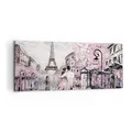Produktbild: Wandbilder Dekoration Wohnzimmer Paris Weg Illustration eiffle Panorama Bilder auf Leinwand 120x50cm Leinwandbild Schlafzimmer Wand Kunstdruck Art Groß Wanddeko Bild Wall Decor Canvas AB120x50-3149
