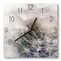 Produktbild: DEQORI Glasuhr | 30x30 cm | Motiv Detailaufnahme Pusteblume | ausgefallene leise Design Uhr aus Glas | Wanduhr für Wohnzimmer & Küche | moderne Hingucker Uhr für die Wand